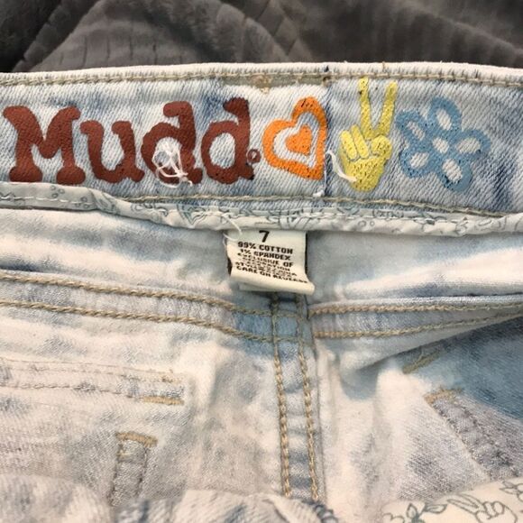 Mudd Distressed Ripped Shortie Jean Shorts Blue 7 - Picture 3 of 14